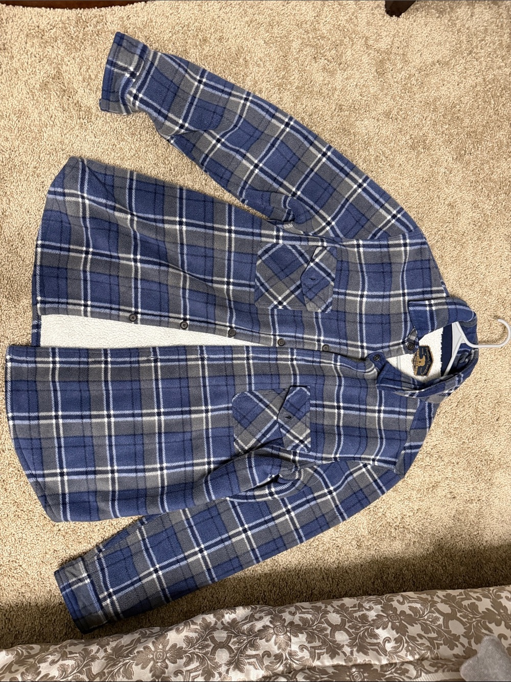Men's Blue Plaid Button-Front Shacket